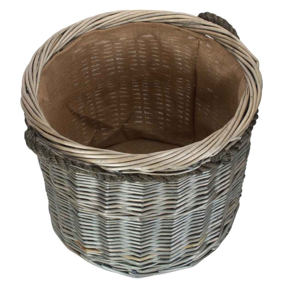 Large Round Deluxe Lined Willow Log Basket