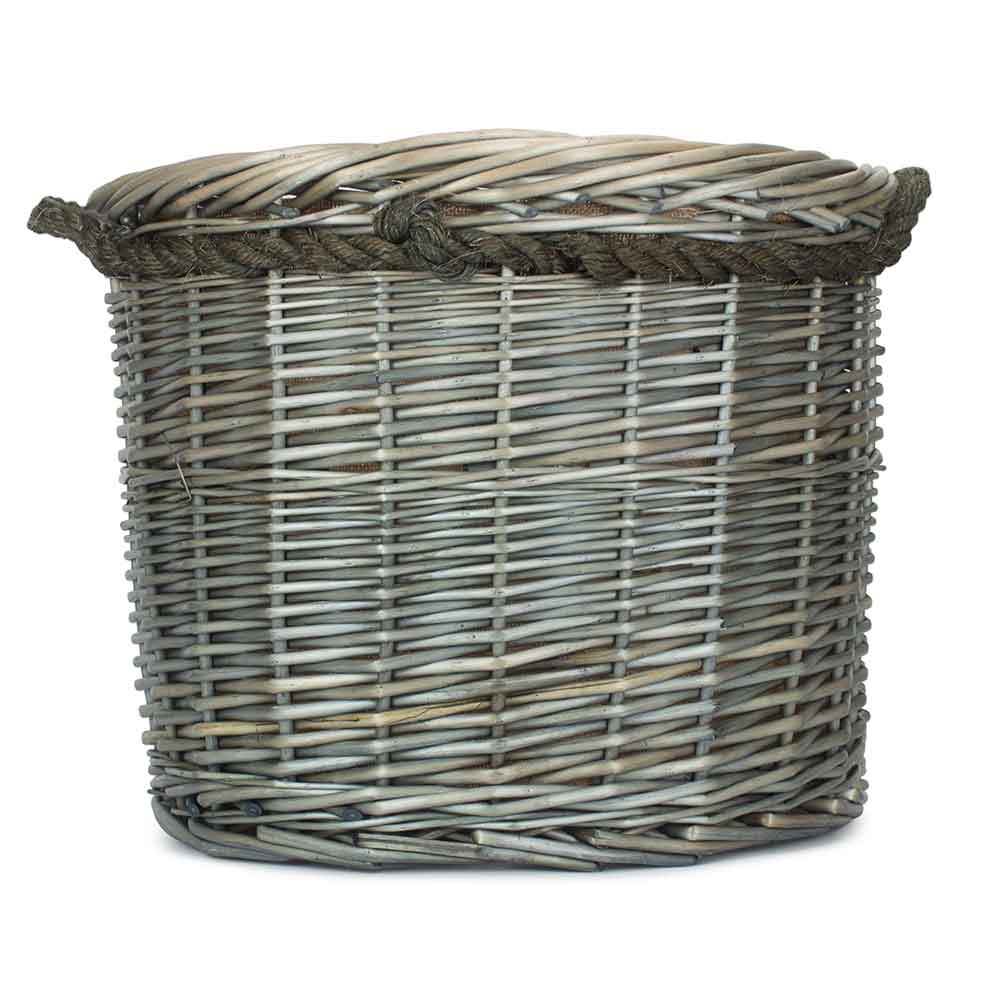 Large Round Deluxe Lined Willow Log Basket