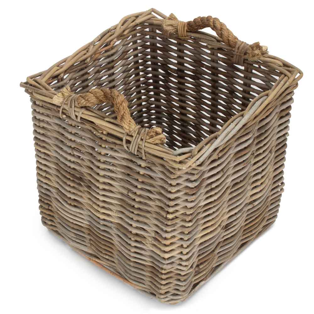 Square Grey Rattan Log/Storage Baskets