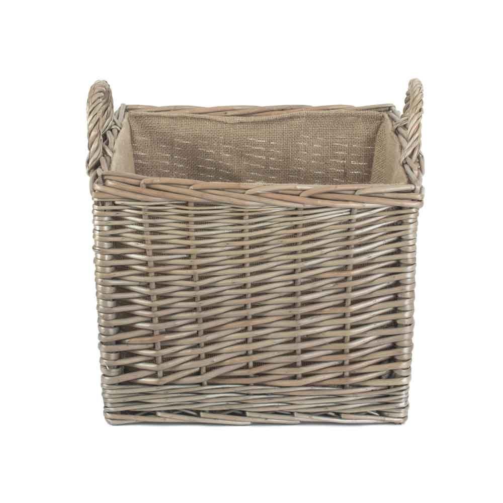 Square Lined Wicker Log-Storage Basket