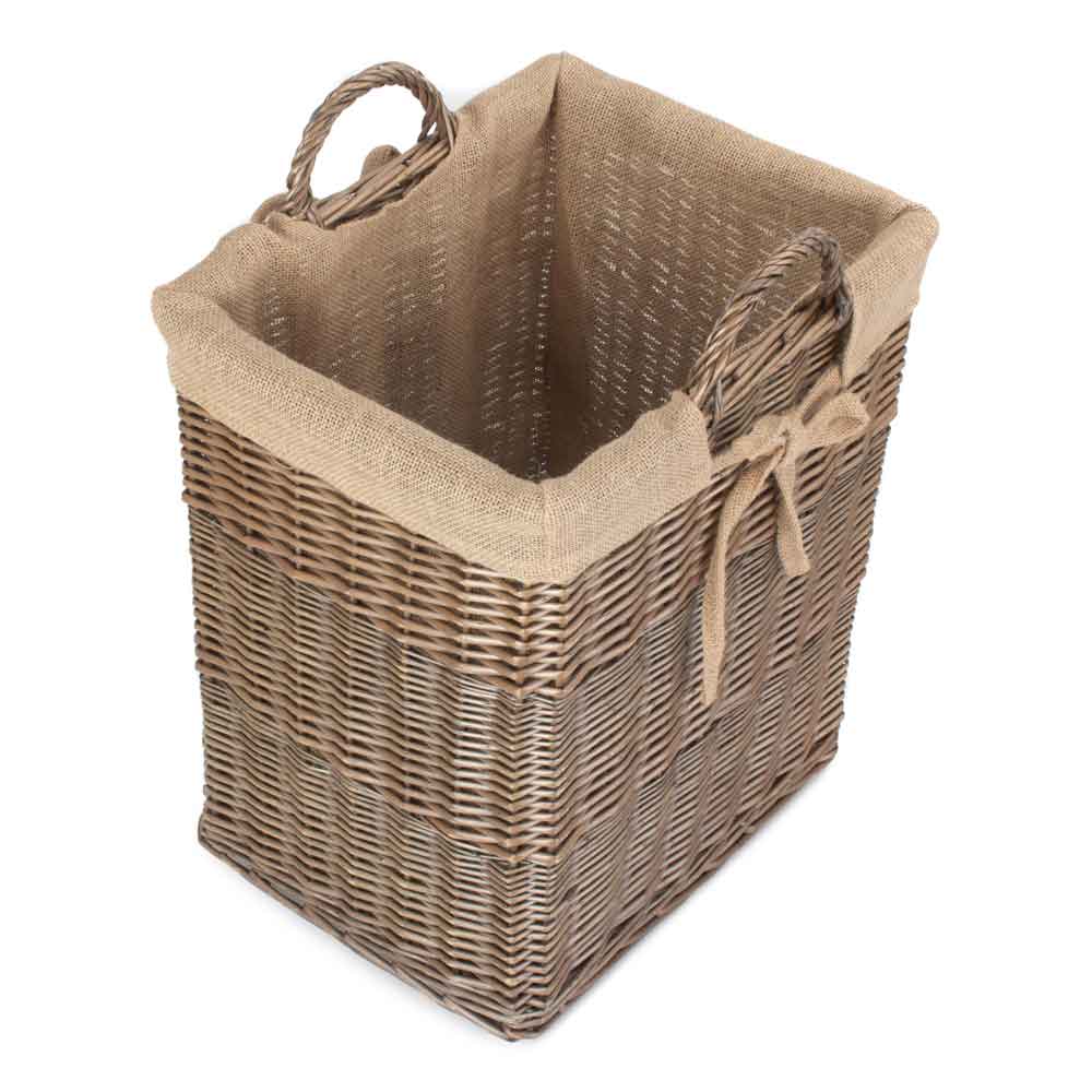 Rectangular Willow Lined Log-Storage Basket