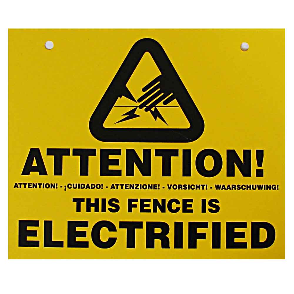 Yellow Electric Fence Warning Sign for Netting