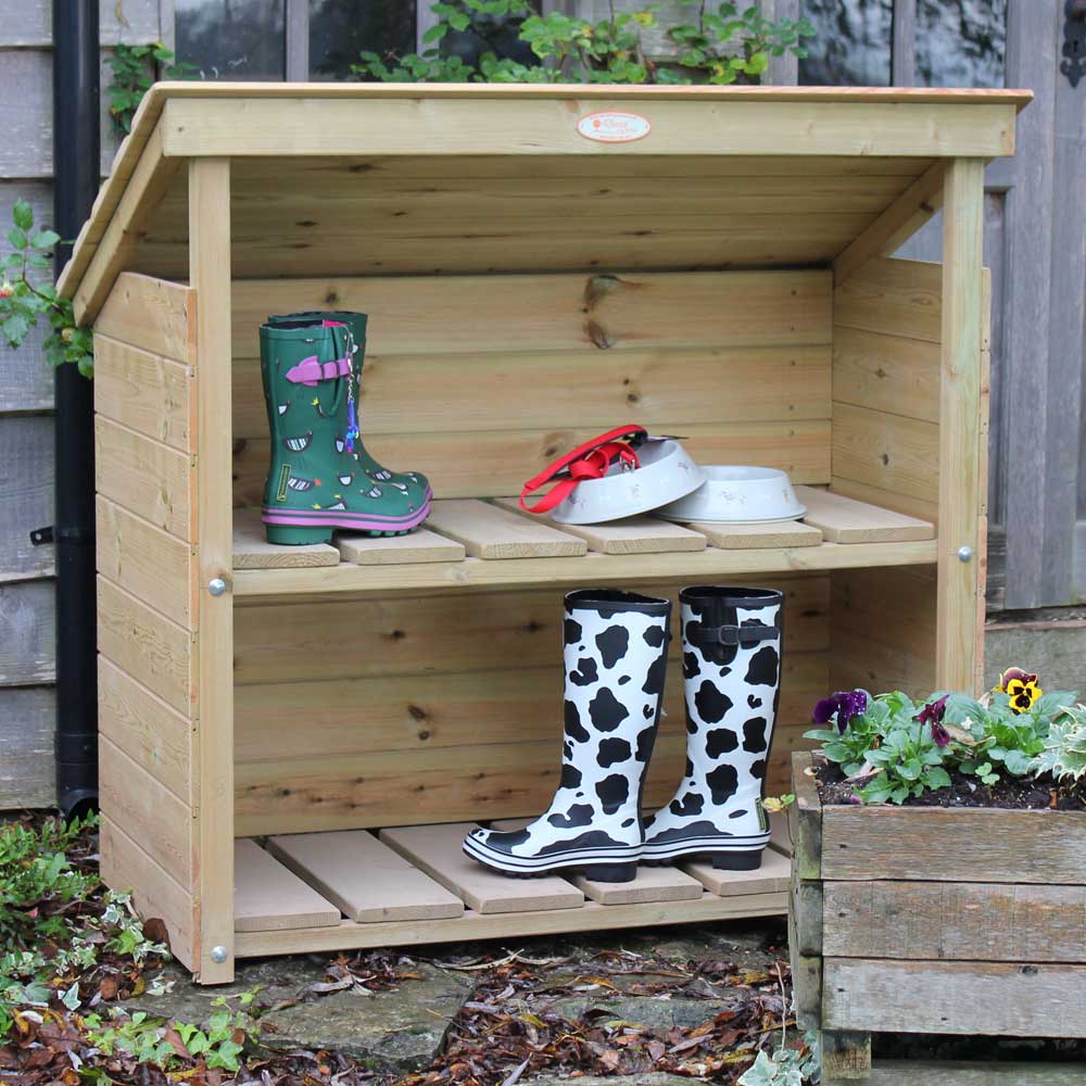 Wooden welly store rack