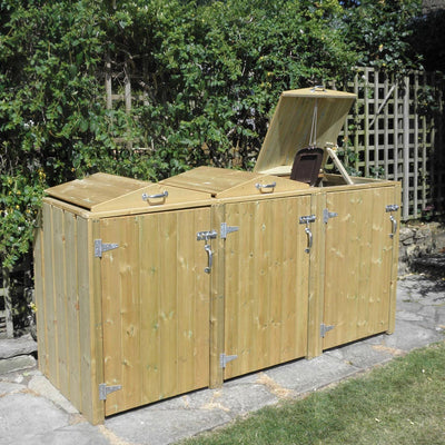 Triple Wheelie Bin & Recycling Box Storage | UK made